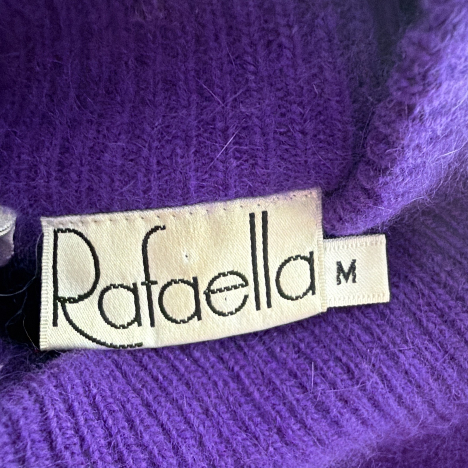 Vintage Rafaella Angora Lambswool Blend Mock Neck Geometric Sweater Colorful M