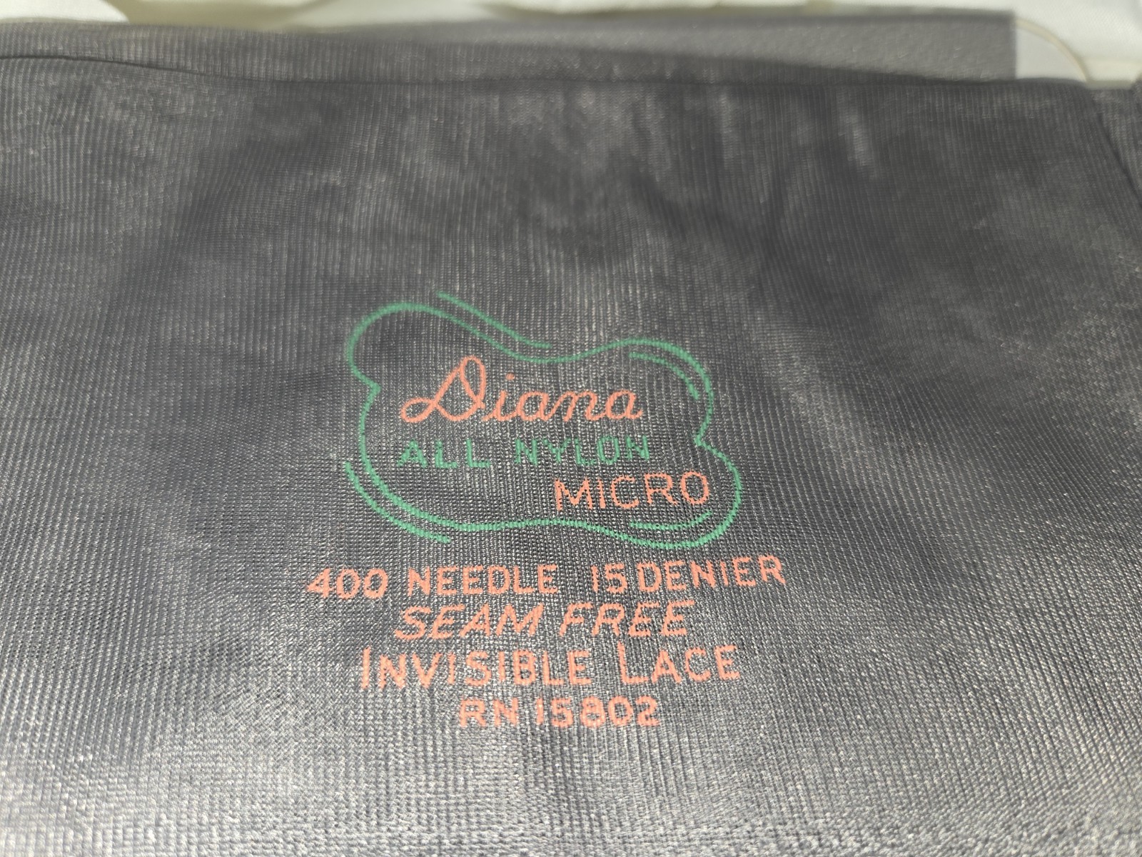 2 VTG Diana sz 10 Gray Micro 15 Denier Seam Free Invisible Lace Stocking Nylon