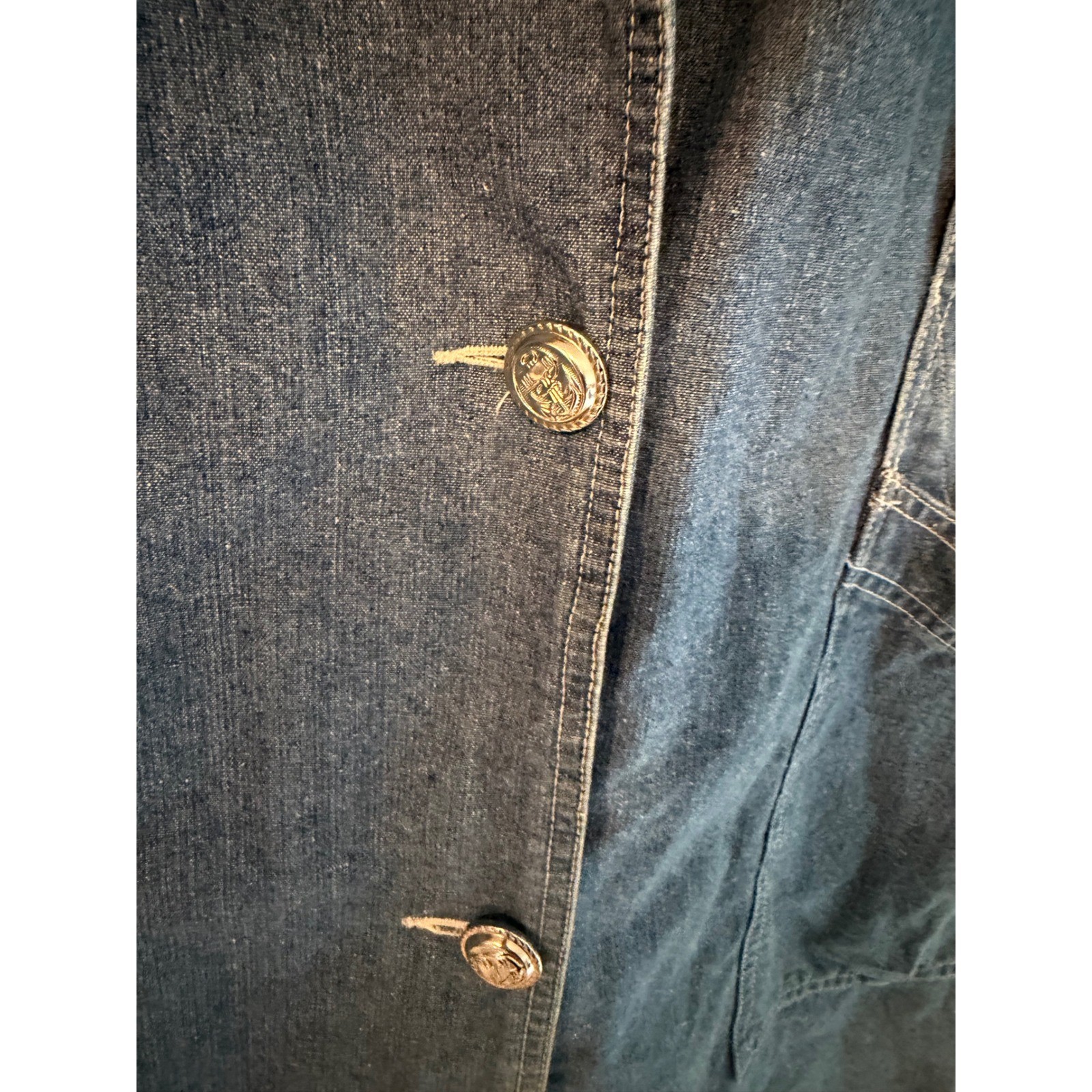 Andy Johns Vintage Denim Chore Coat Jacket Womens Medium Blue Cotton Duster Long