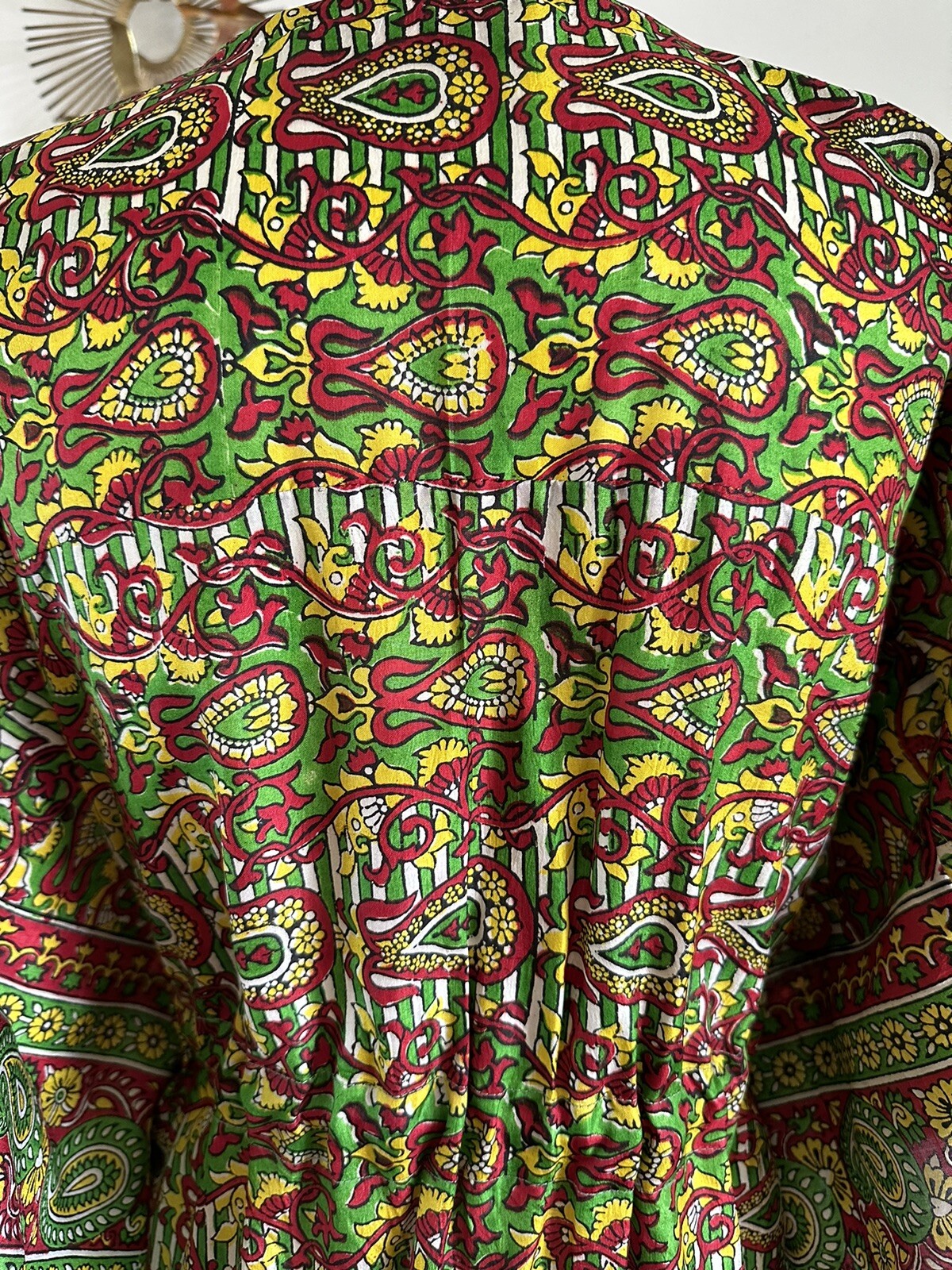 70s Handfabs Indian Block Print Caftan Dress Maxi Mumu Beach Cabana Pool 80s VTG
