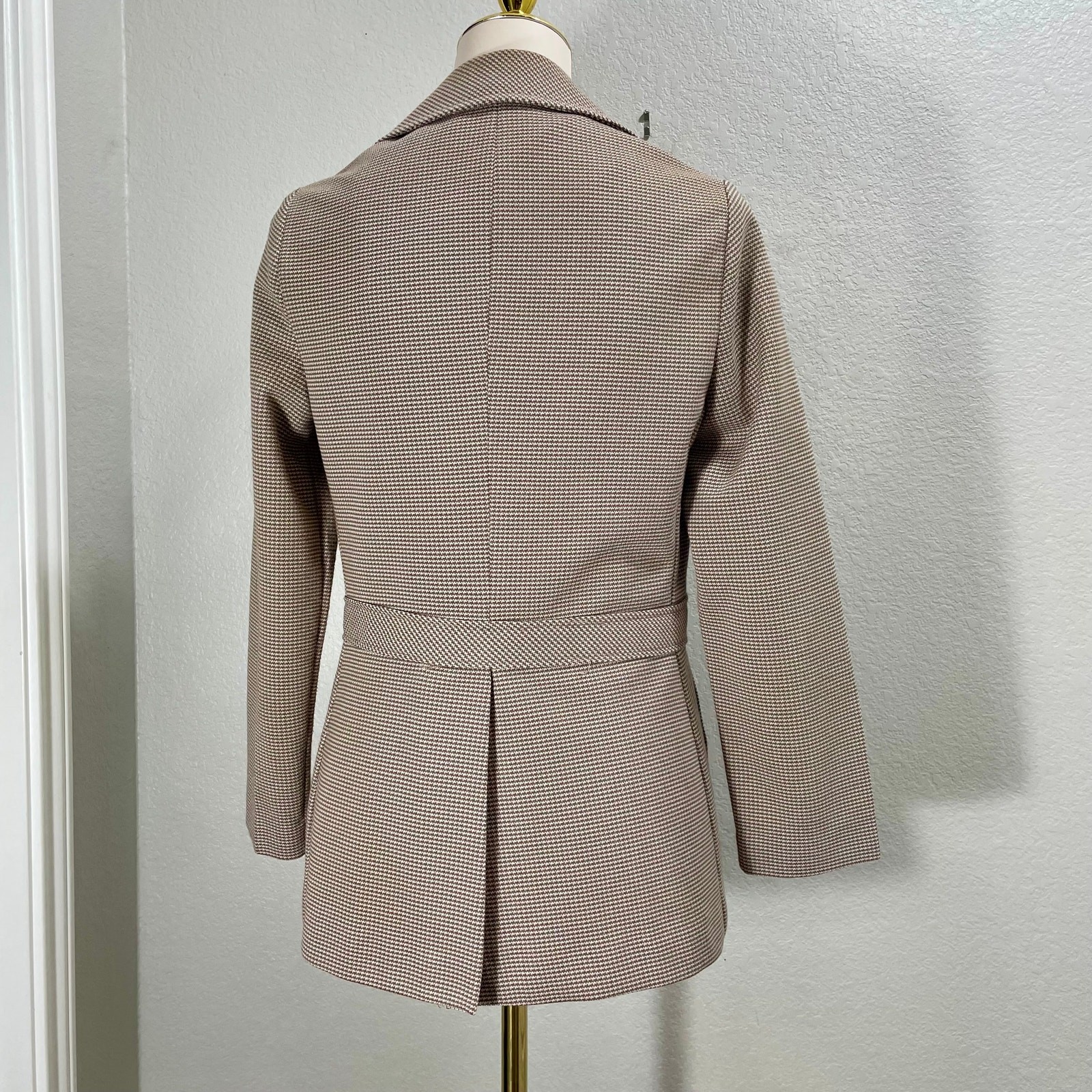 Charming Vintage 1970s Zio Brown Plaid Blazer Jacket Textured Knit Grandpa