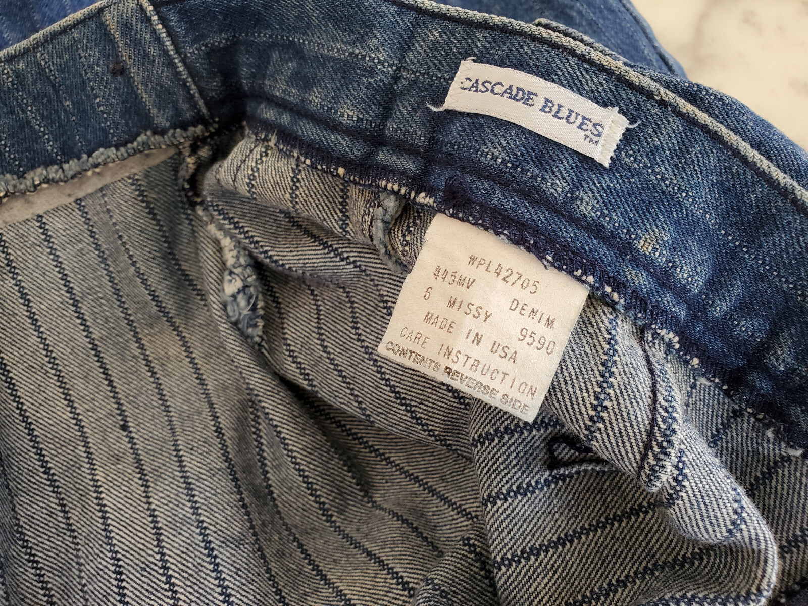 Vintage 80s Cascade Blues High Waist Pencil Denim Skirt XS