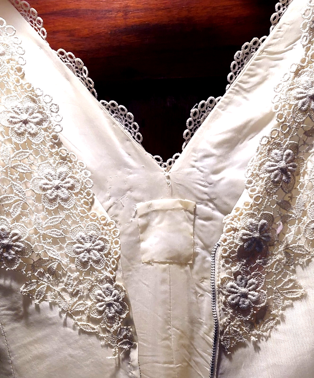 Beautiful Vintage Custom Handmade-Made Wedding Dress with Train – size S