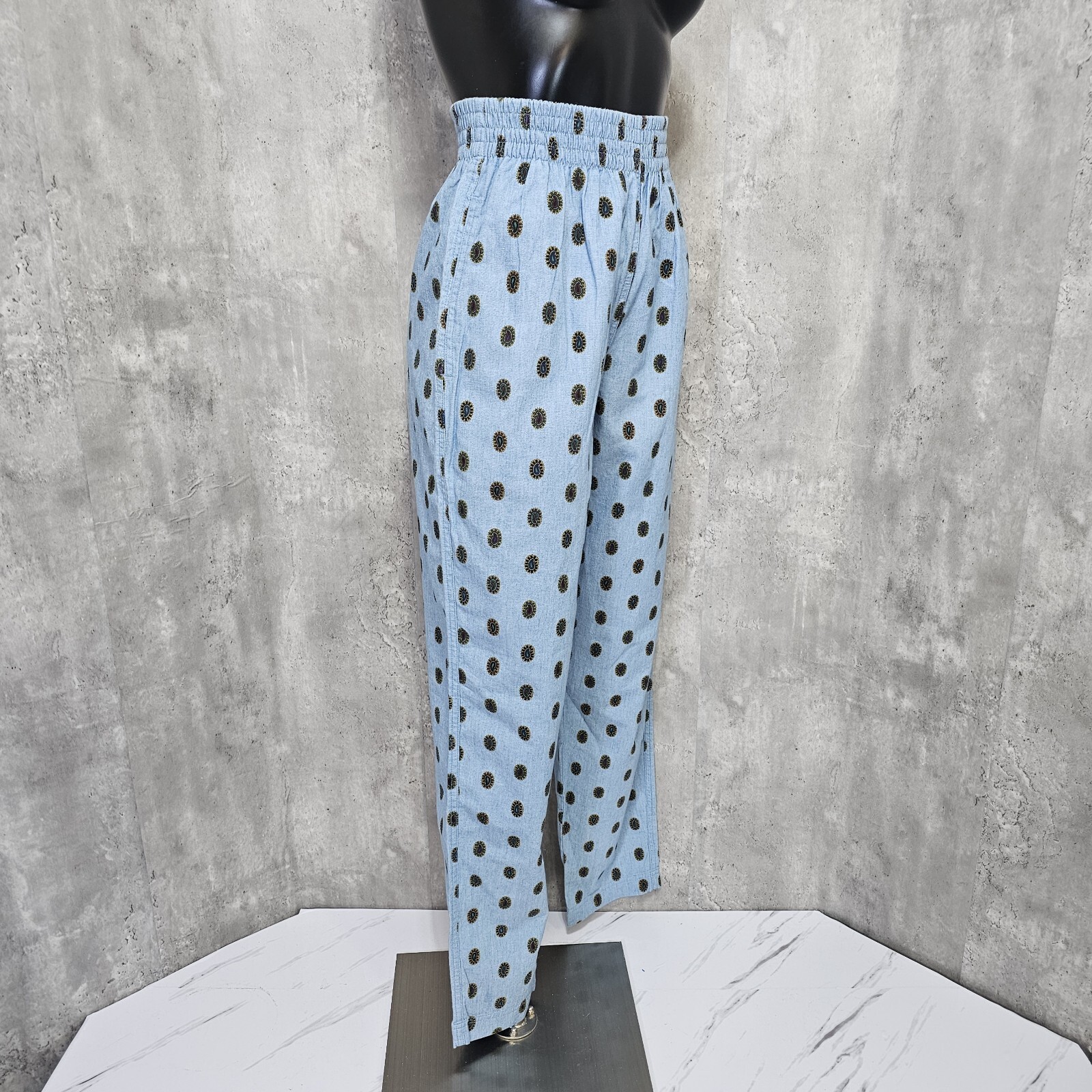 Vintage 90s Chaus Sport Womens S Chambray High Waisted Slim Tapered Geo Pattern