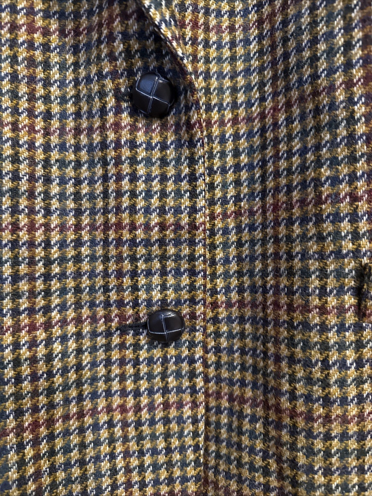 Vtg International Scene Wool Blazer Houndstooth Suede Collar Womens 10 Russia