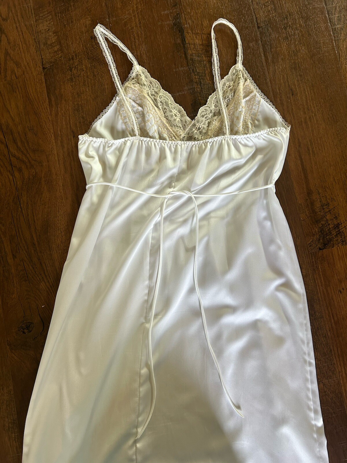 Vintage 70s Victorias Secret Babydoll Lace Slip Dress Midi M Embroidered Rare