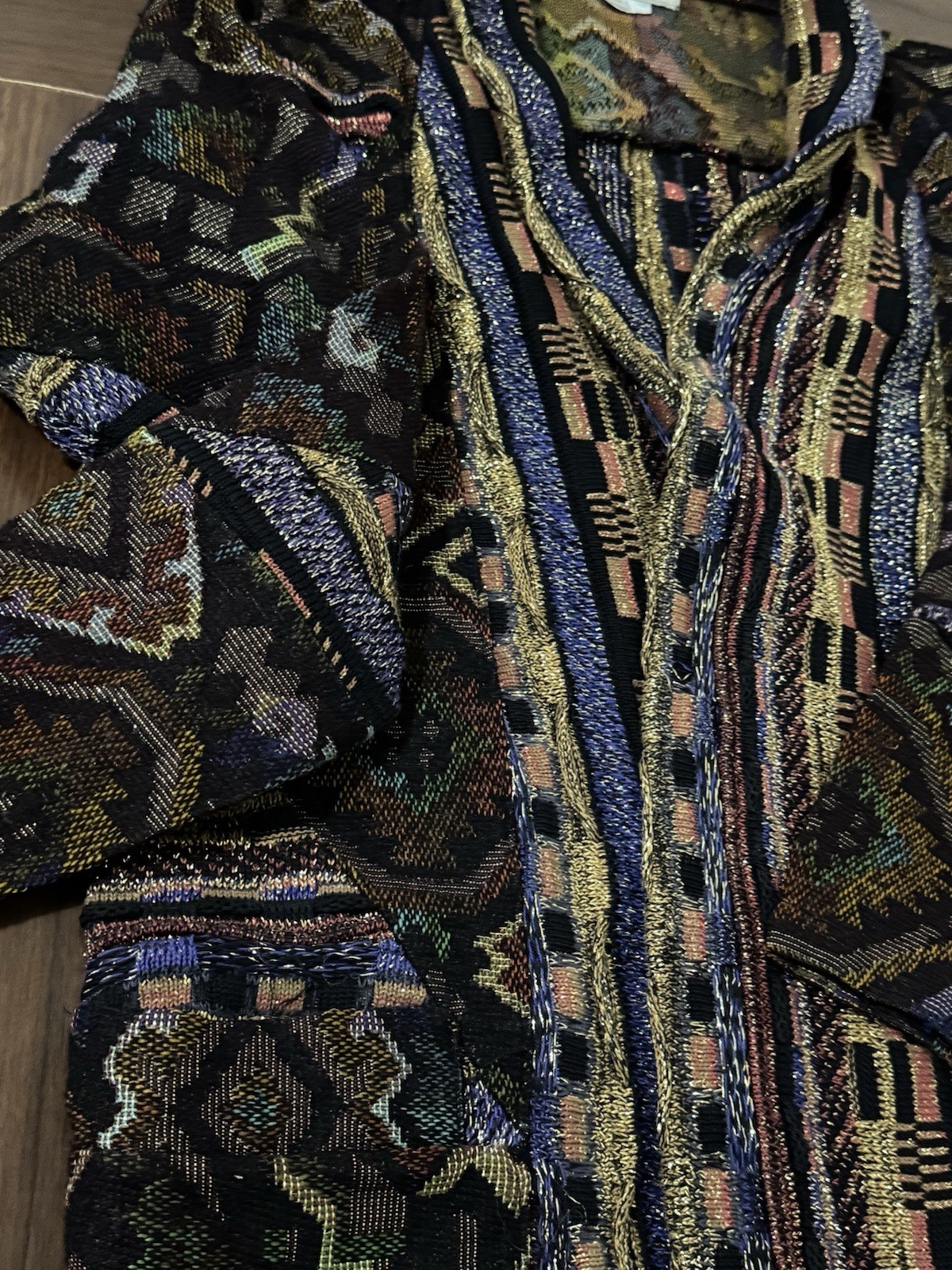 Vintage THE ICING 90s Patterned 3D net Sweater Jacket Coogi Style size M Y2K