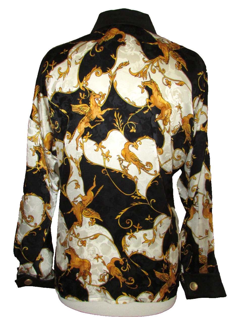 Vintage 80’s Womens Silk and Leather Unicorn Blouse Exit Shops-S