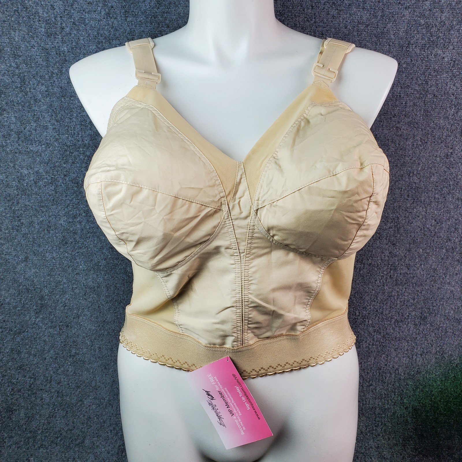 VTG Long Line Bullet Bra Corset Bustier Cincher Shaper 46DD Pin Up Lingerie