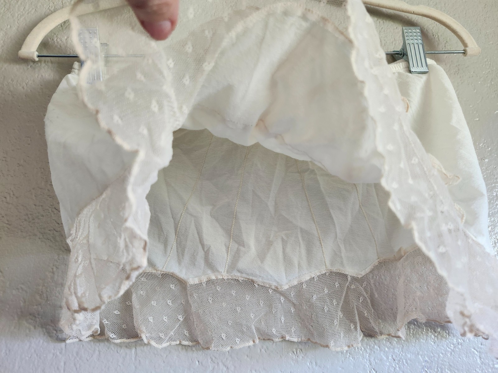 Lingerie Ivory Lace Ruffle Mini Slip Skirt Size L Burning Man Edwardian Ball Ren
