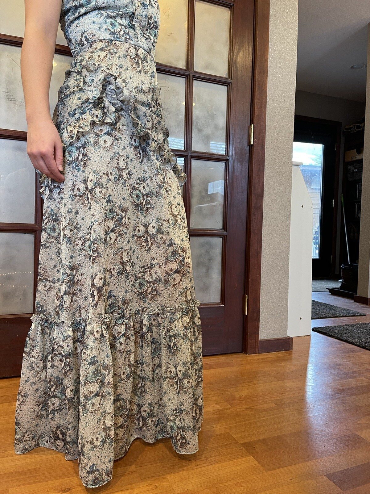 RARE VTG Candi Jones Boho Festival Maxi Dress Shawl /Head-wrap/ Bandeau Floral