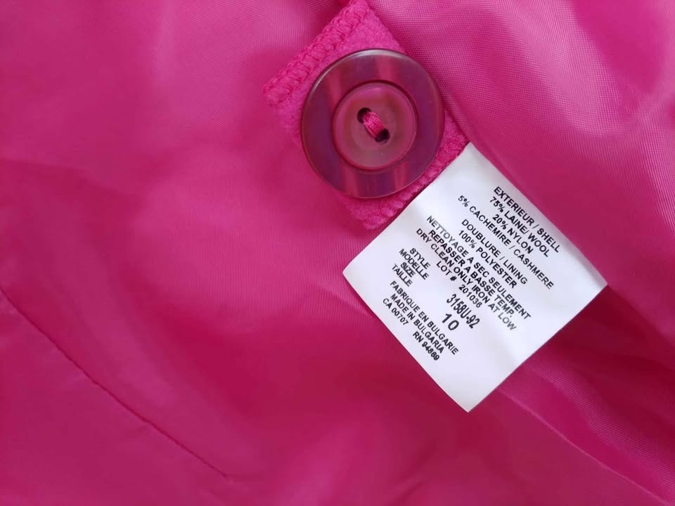 Vintage Blazer by Tribal Sz 10 Petite Hot Pink Wool and Cashmere Bulgaria