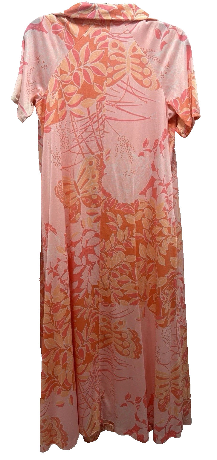Vintage 70s Miss Elaine Mori Butterfly Floral Peignoir Set Nightgown Robe SZ SM