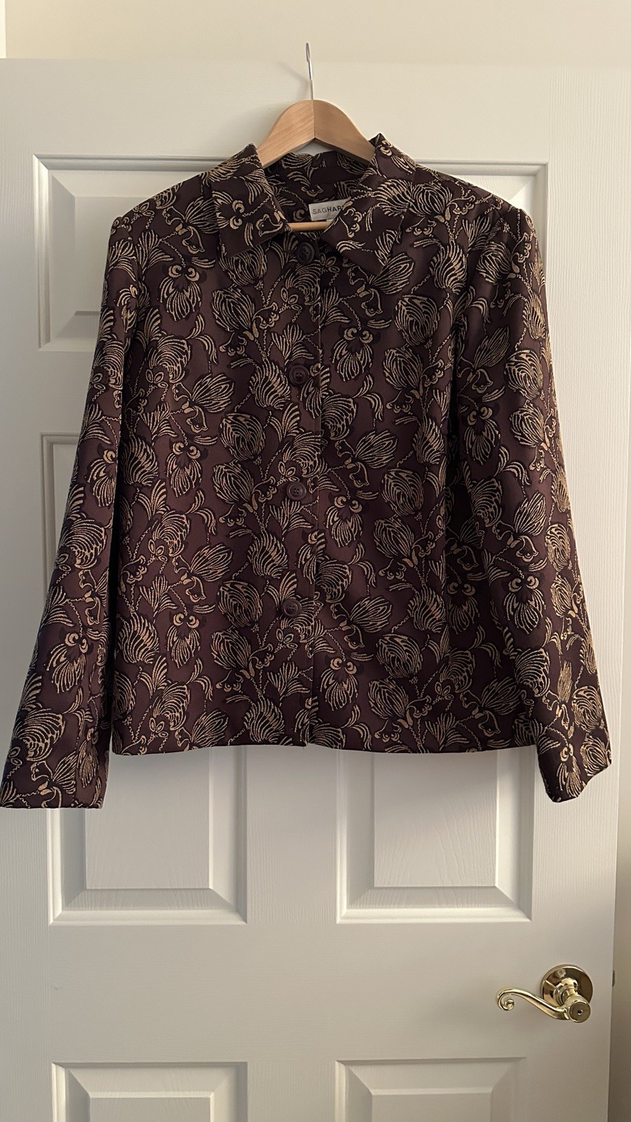 Women’s Sag Harbor Jacket – Burgundy/Wine Floral Pattern – Size 14
