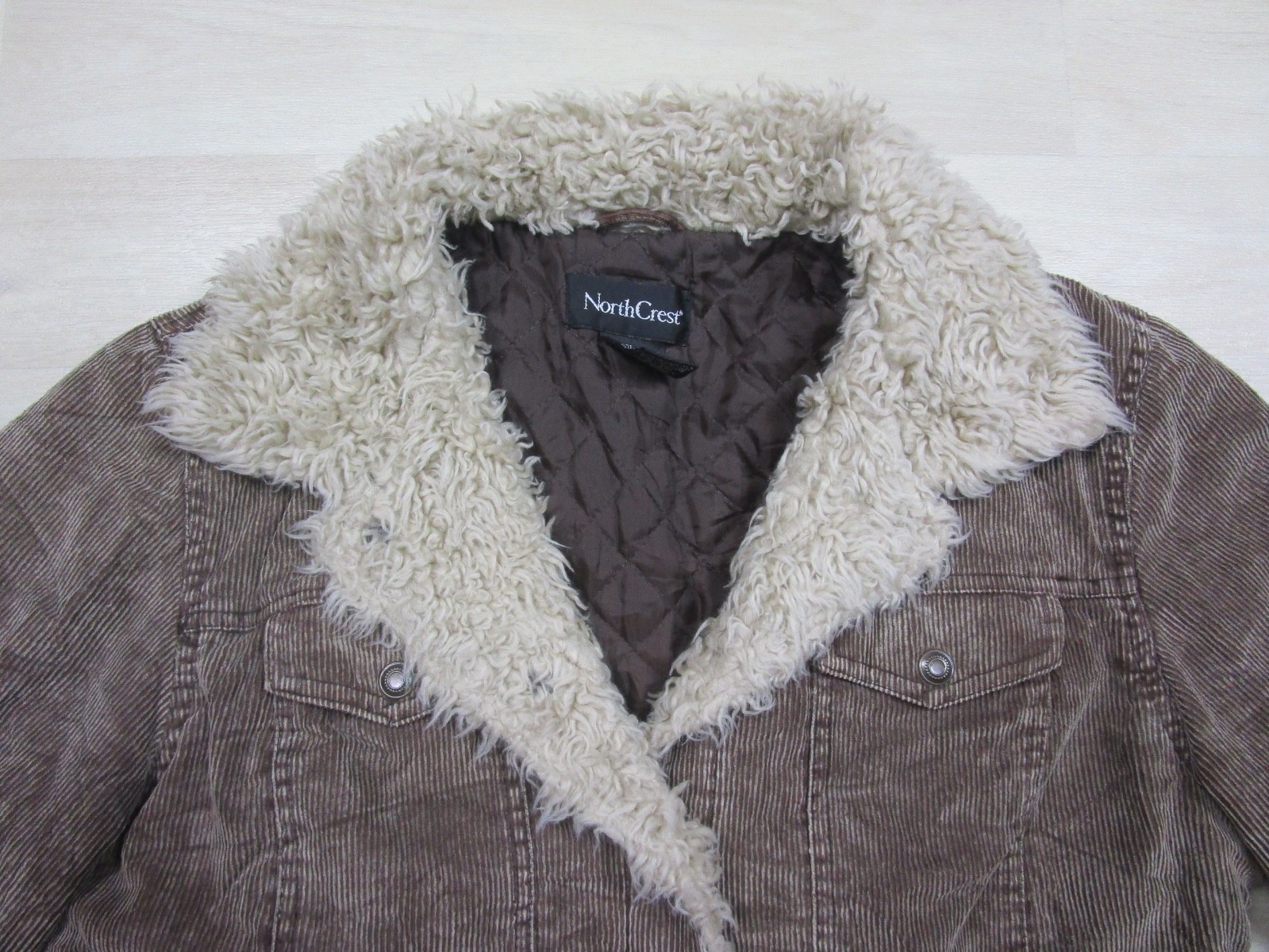 Vintage Y2K Corduroy Jacket Sherpa Faux Fur Lined Womens Size (M) Brown 2000s