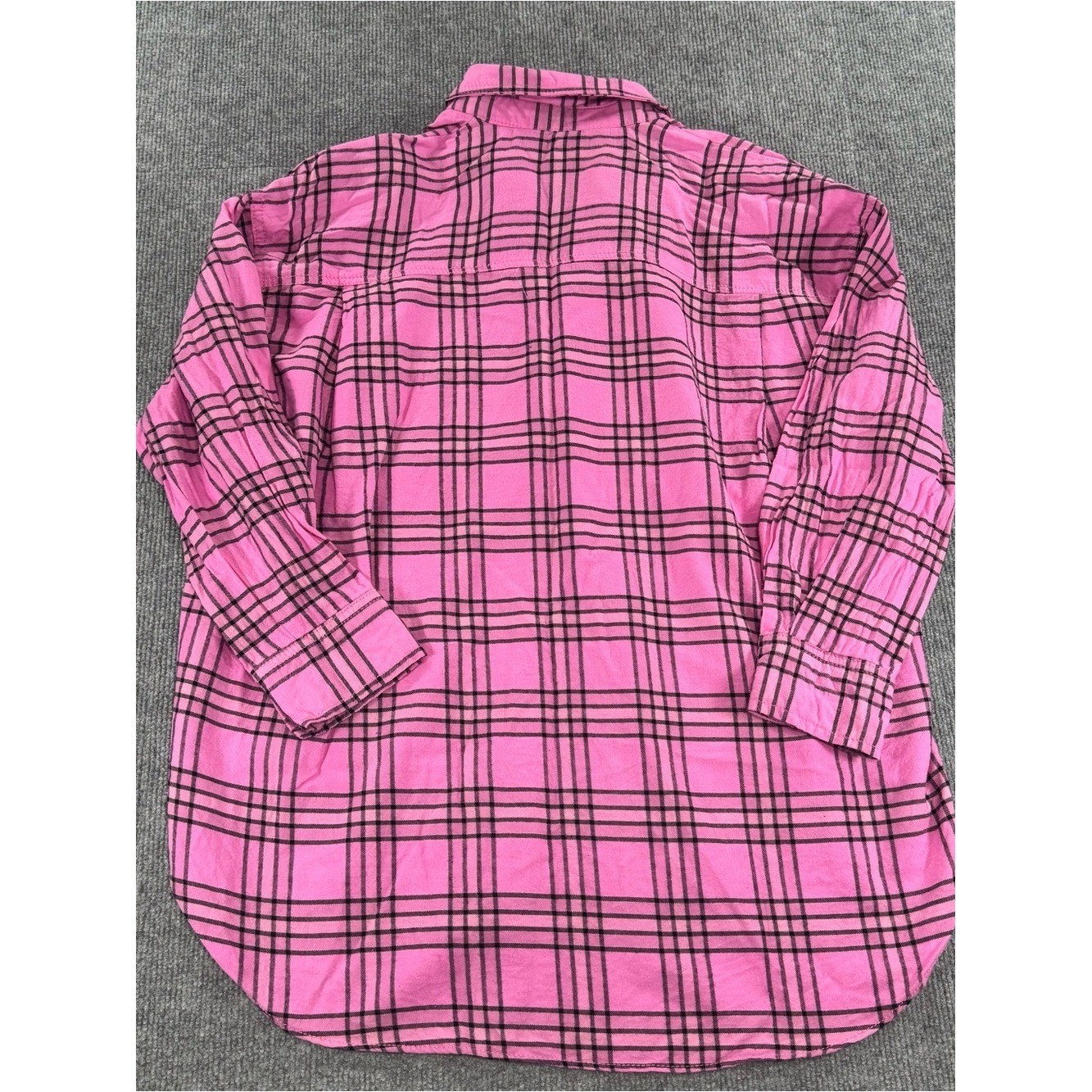 Zara Pink Plaid Flannel Button Down Shirt Oversized 90s Grunge Alt Fashion XS
