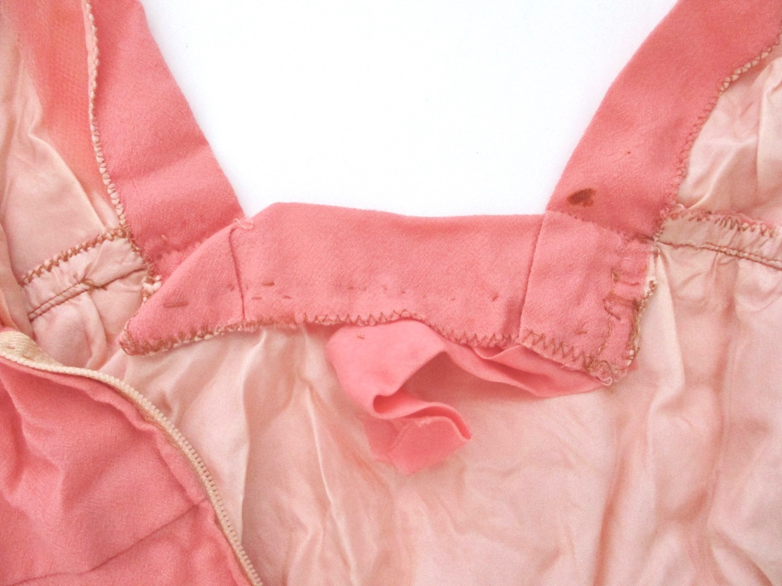 Vtg 50s 60s Elegance Paris coral lightweight dress square neck tie back XS/S