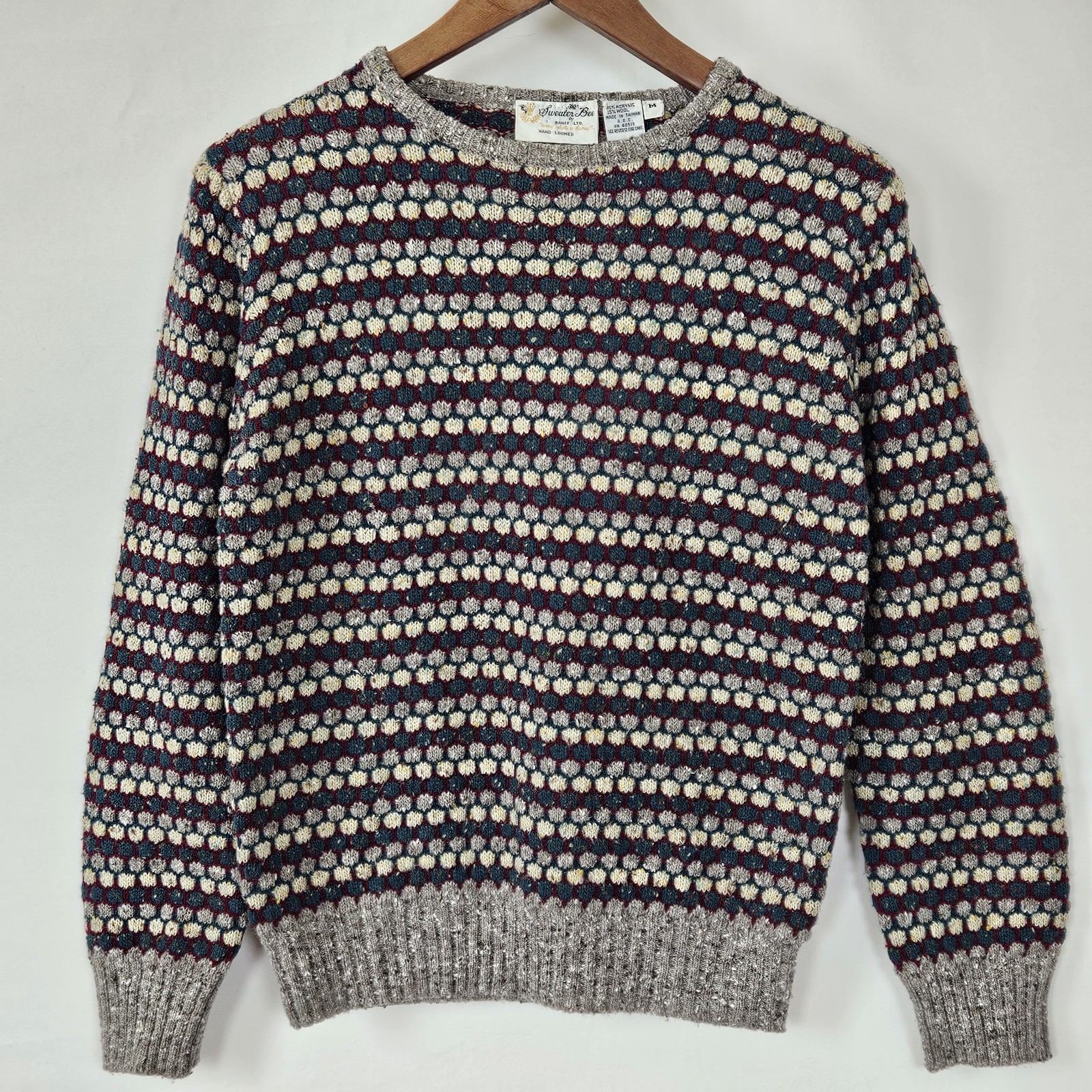 Vintage 1970s Sweater Bee By Banff Hand Loomed Sweater Wool Blend Size Medium