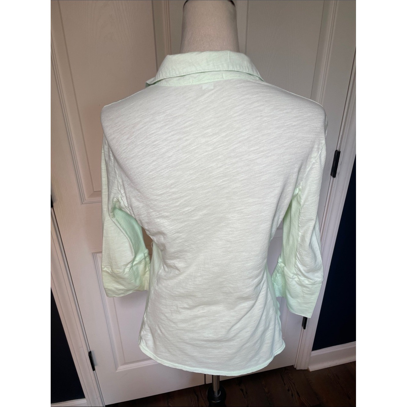 James Perse Sheer Slub Side Panel Sea Foam Green Button Down Shirt Size Large