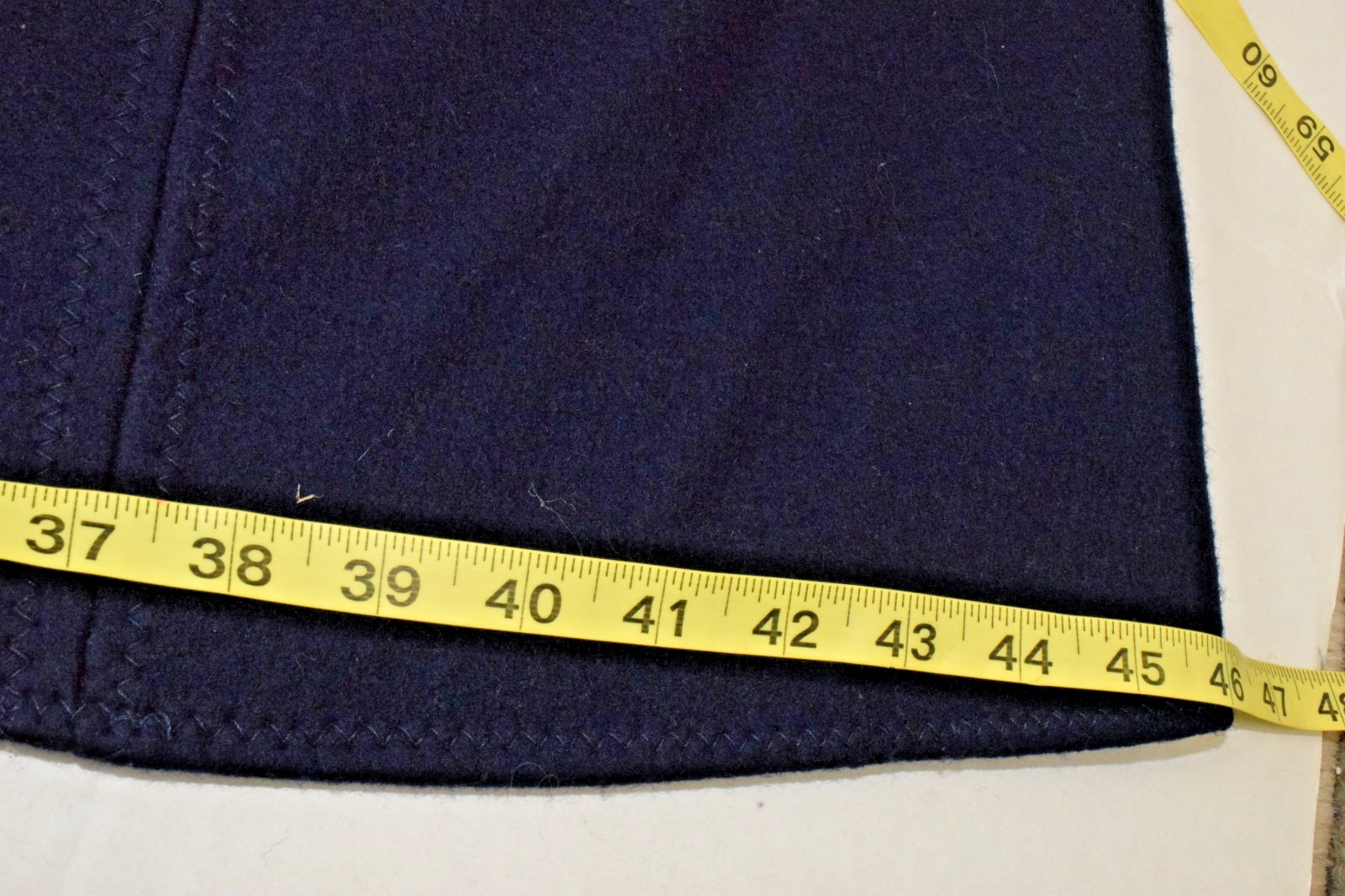 Vintage Cape Coat 1950s Navy Blue Wool Pleated Shoulders No Collar