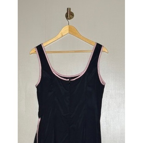 Bari Jay Black Chiffon Evening Gown Pink Trim Ruffle Formal Dress Size 4
