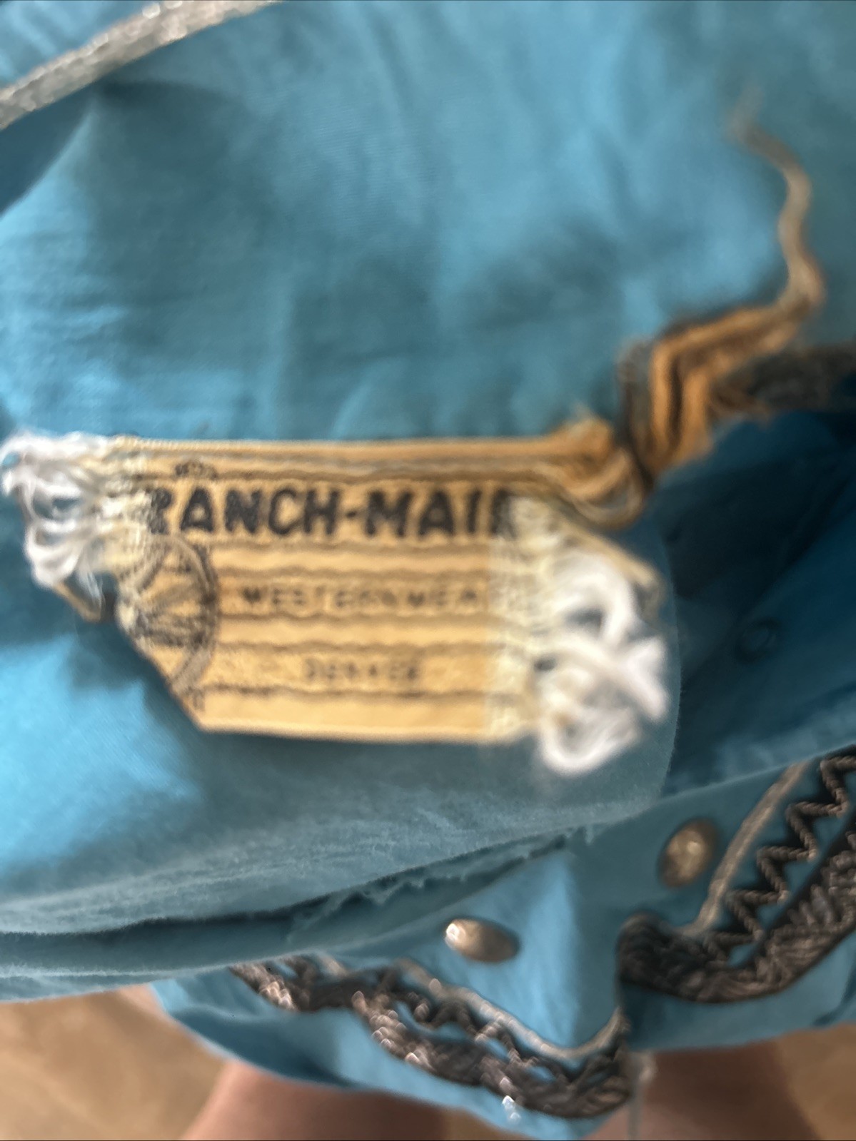 Vintage Ranch Maid Western Wear Denver Top With Silver Buttons Metallic Trim