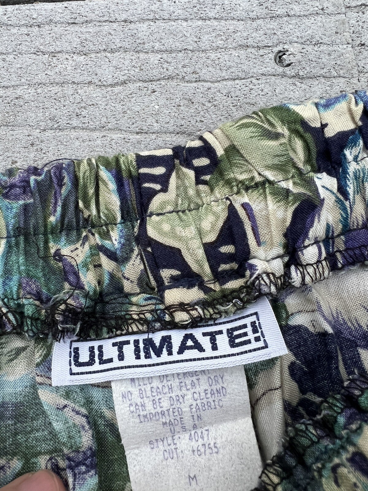 Vintage Hawaiian Tropical Print Wide Leg Flowy Pants Elastic Waist XS/S/M