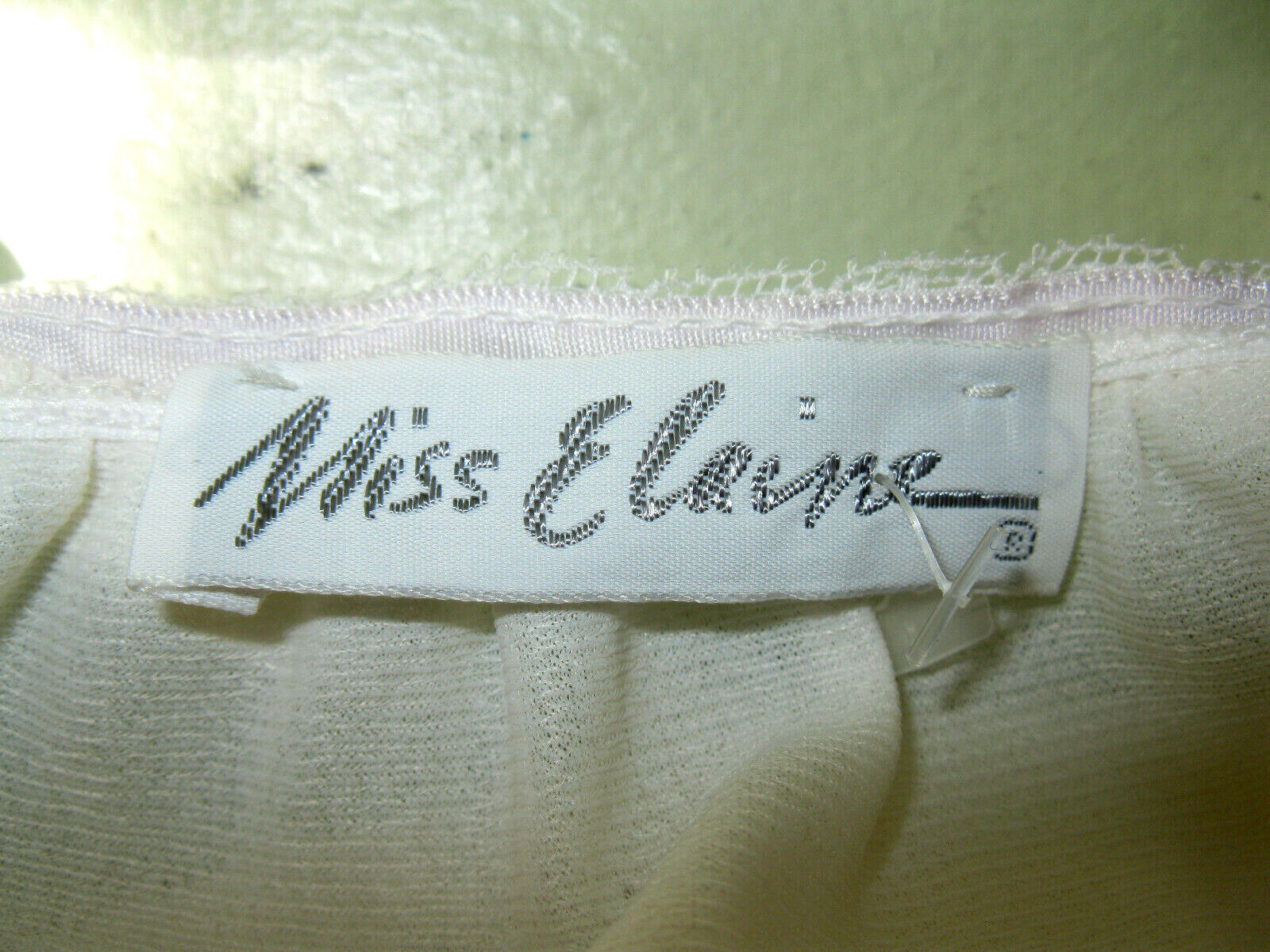 VTG Miss Elaine White Nylon Peignoir Robe Pansy Embroidery sz L ~ USA~ILGWU