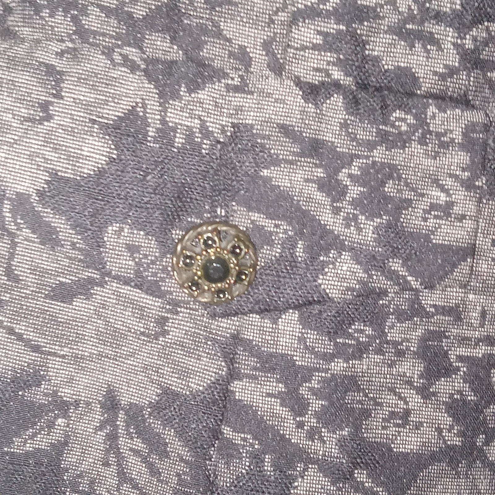VTG Dress Barn Blazer Black Silver Floral Brocade Jacquard Sz 6 Filigree Buttons