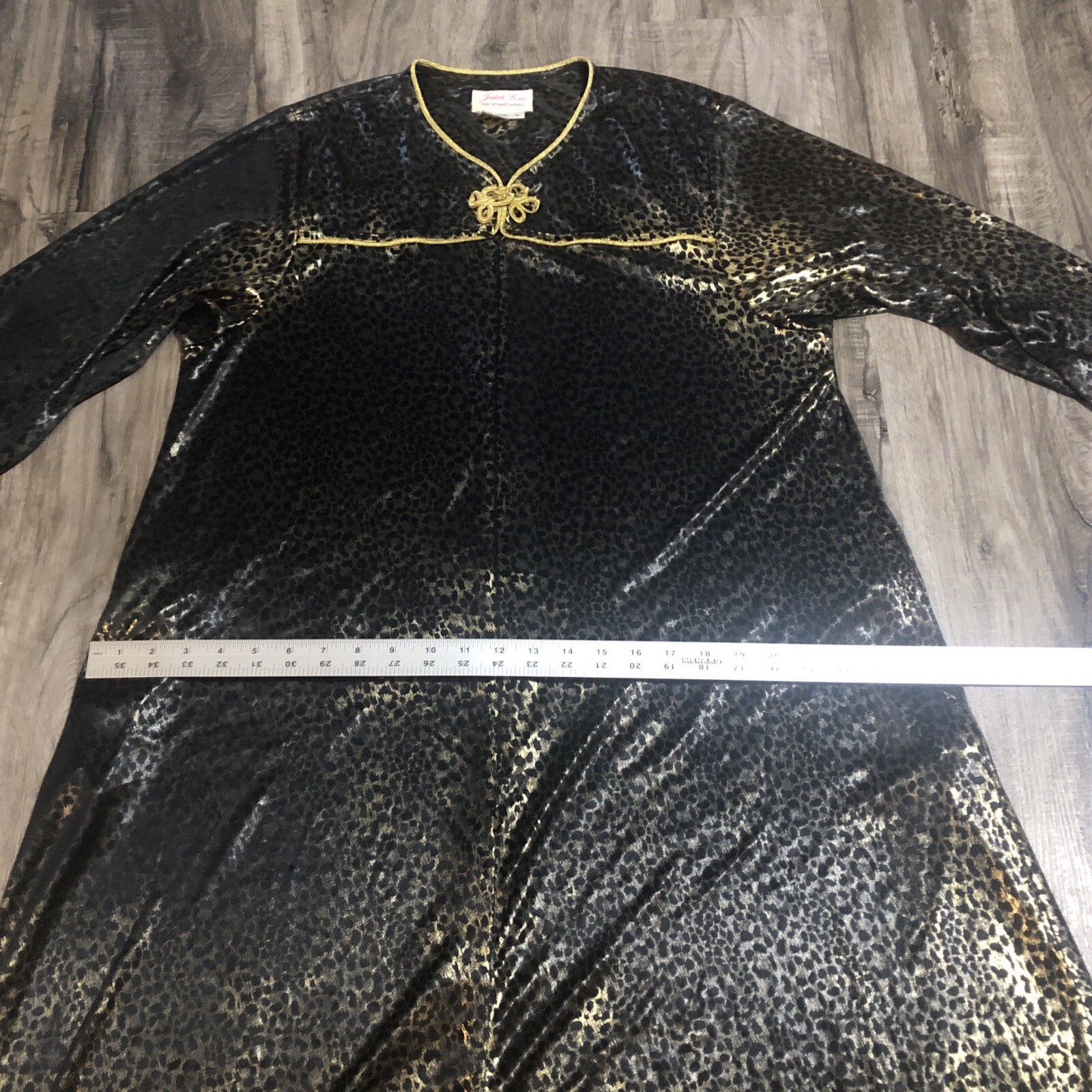 Vintage NIGHT GOWN Cheetah LEOPARD Animal Print Silky Sheer Lingerie Sz M Gold