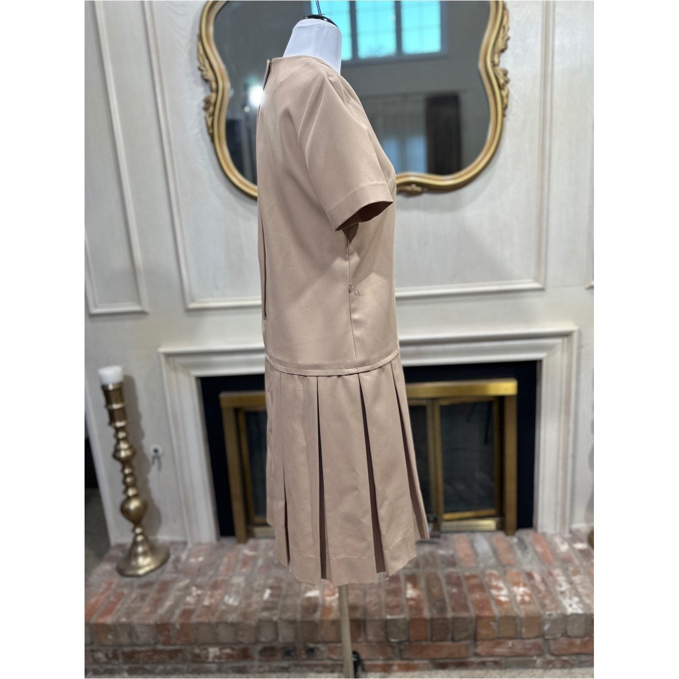 Jeanne Durrell Dress 14 Beige Vintage Mod Dark Academia Preppy Minimalist