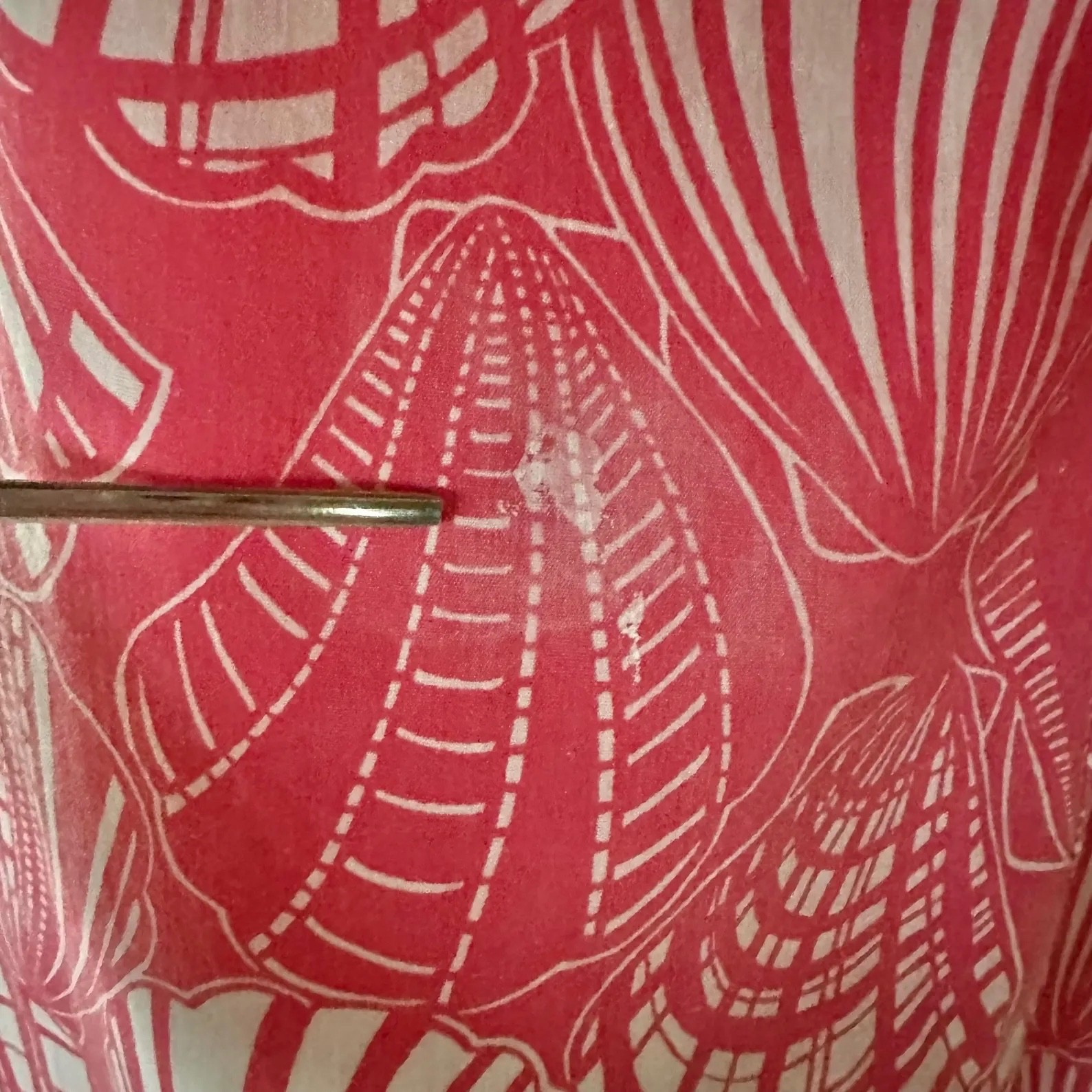 Vintage 70s Mr Hank Preppy Hot Pink Seashells Print Beach Cover-up Shirt Dress L