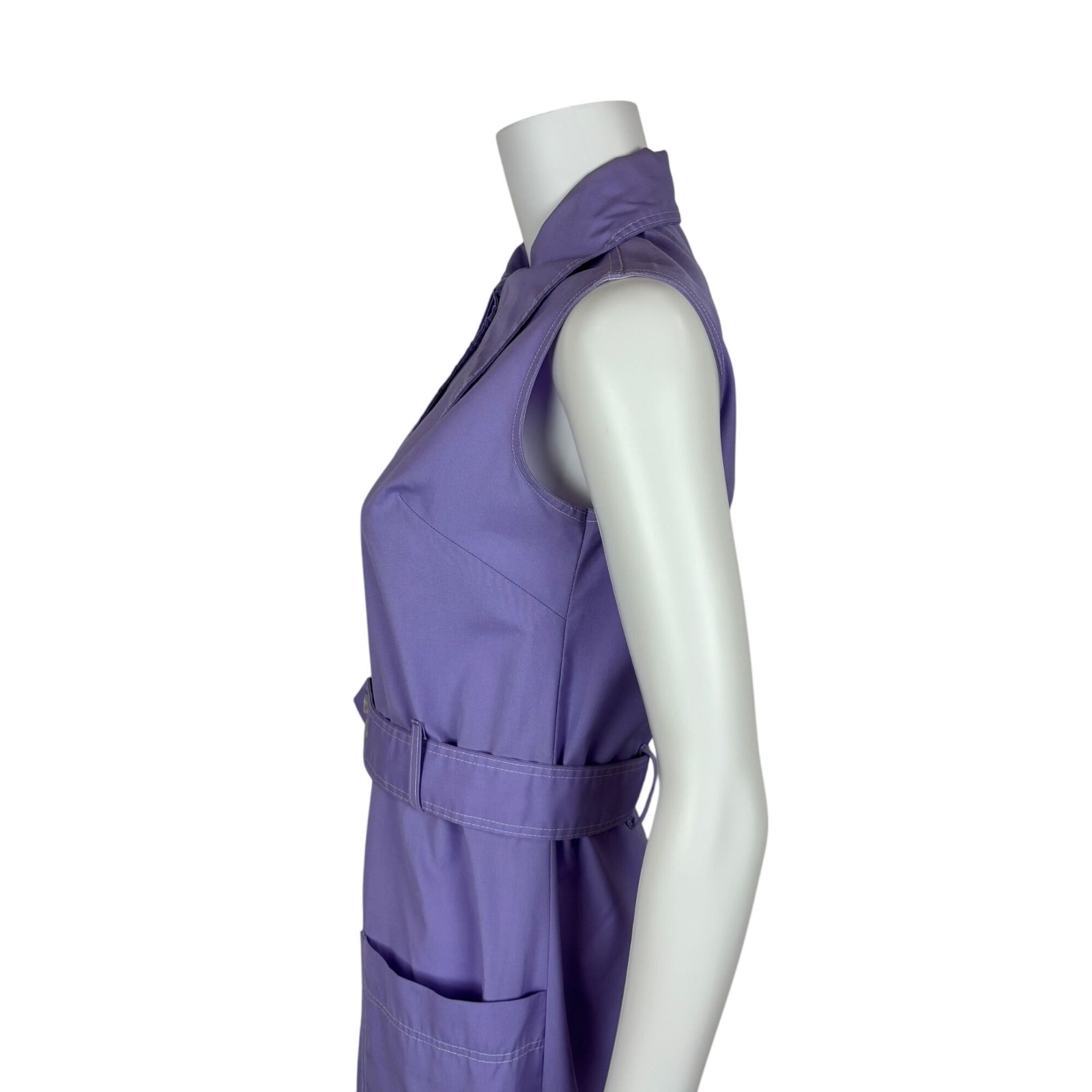 Vintage 70s Lavender Dress Womens S Mini Dagger Collar Waitress Canvas
