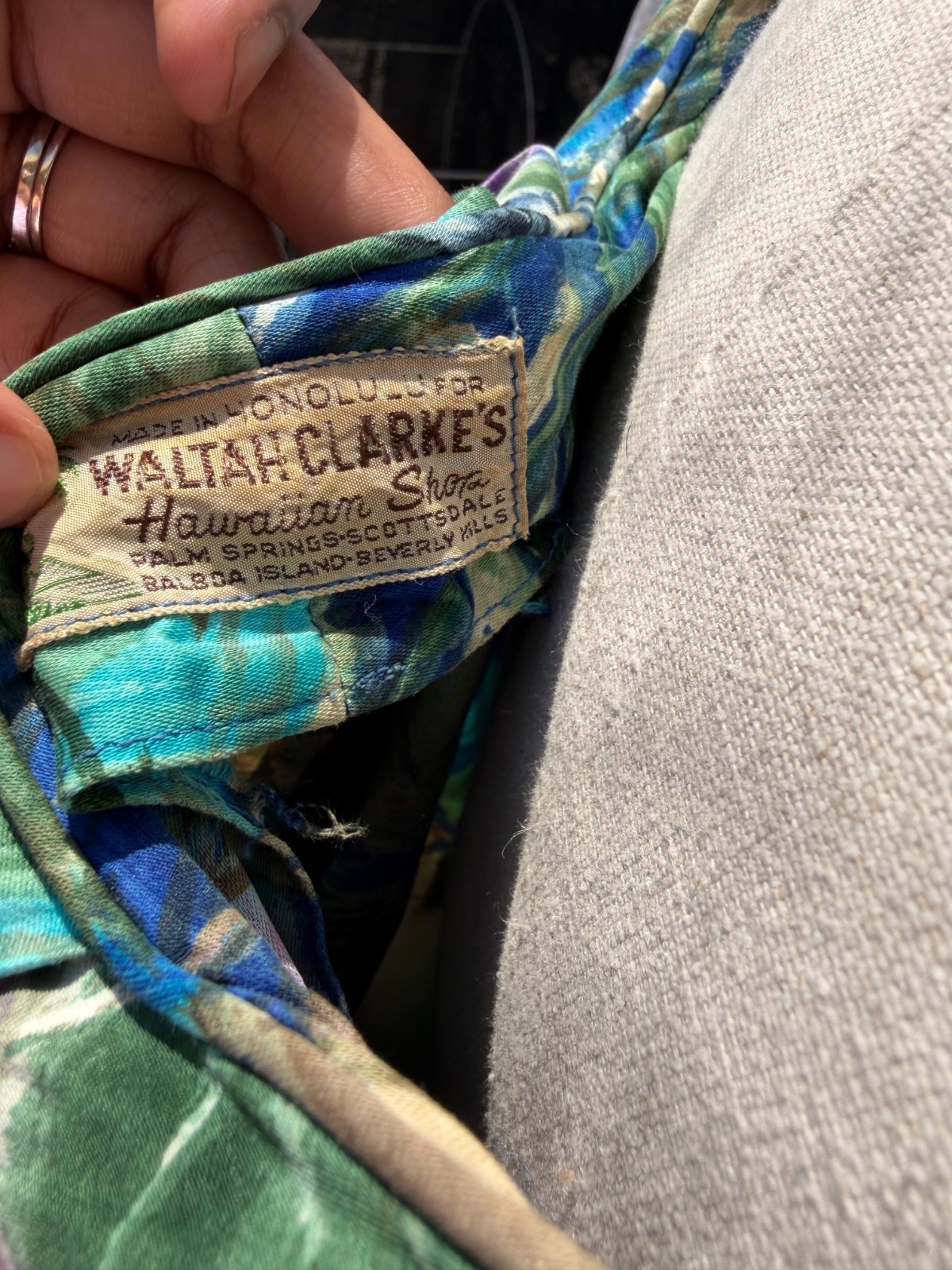 Vintage 1950s Waltah Clarke’s Hawaiian Floral Maxi Dress Blue Purple S M