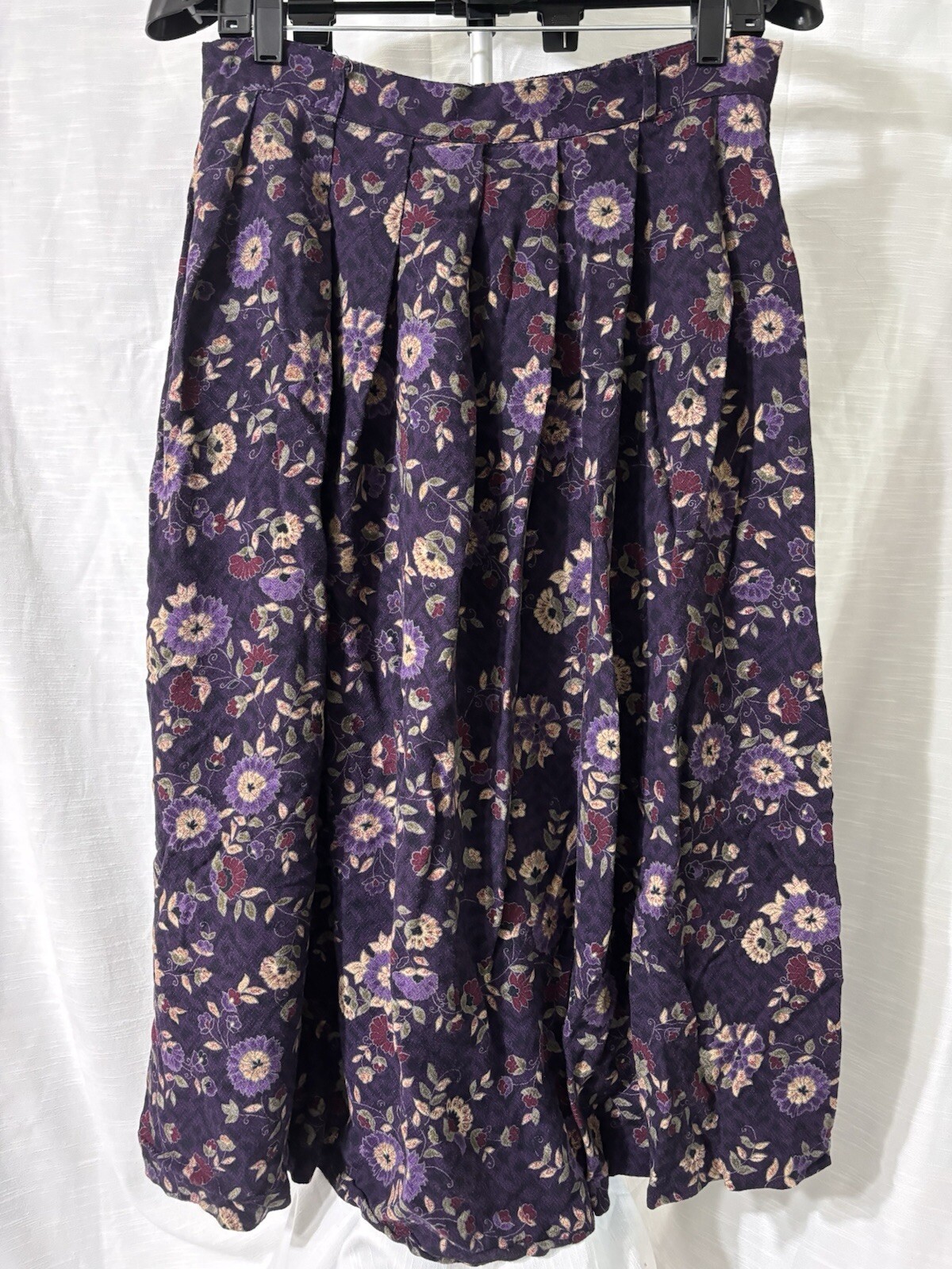 Y2K Boho Cottagecore Purple Flowers Rayon maxi Sag Harbor Skirt Women’s L
