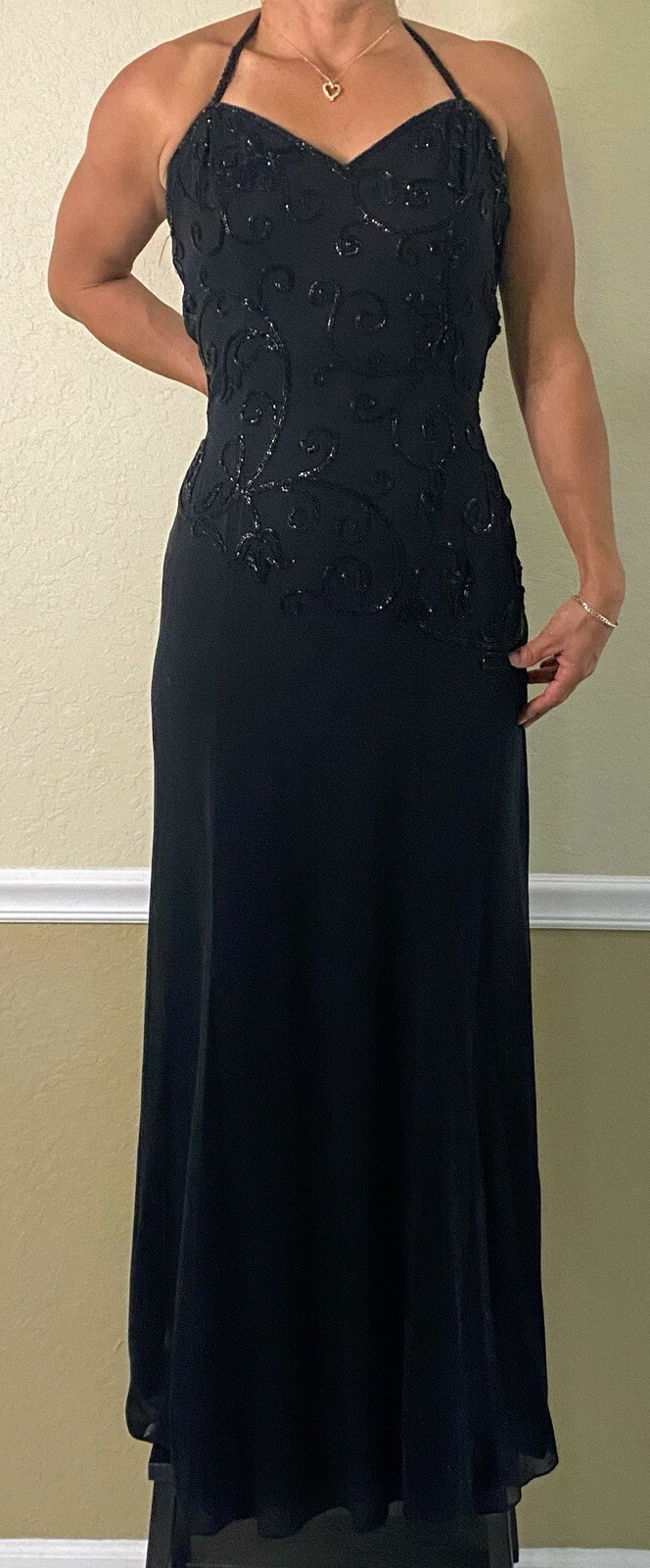Vintage Niteline Della Roufogali Beaded Evening Cocktail Dress 100% Silk