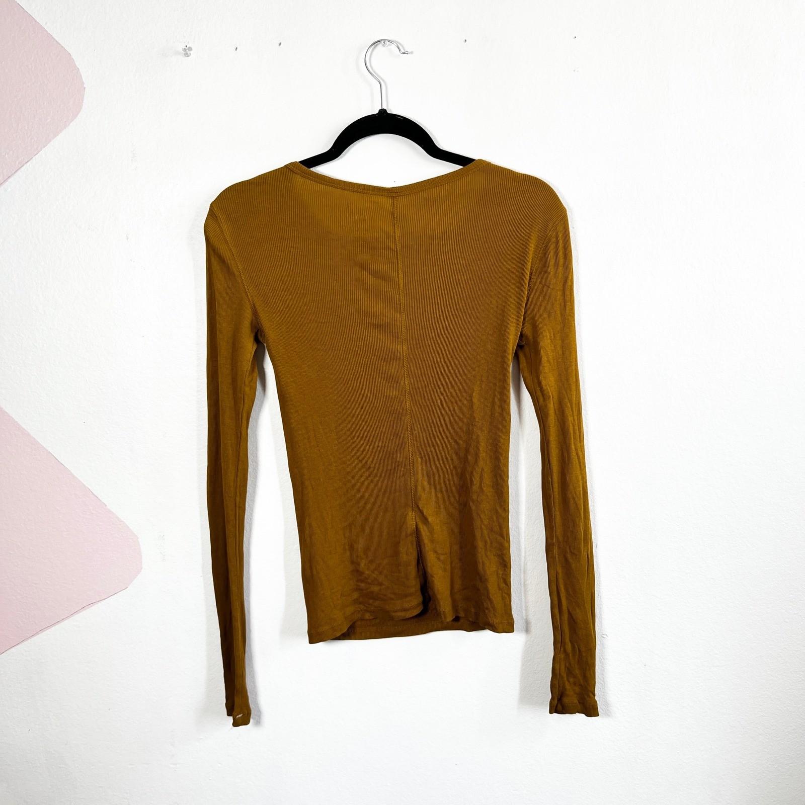 Everlane Ribbed Long Sleeve Top XS Classic Staple Cozy Cotton