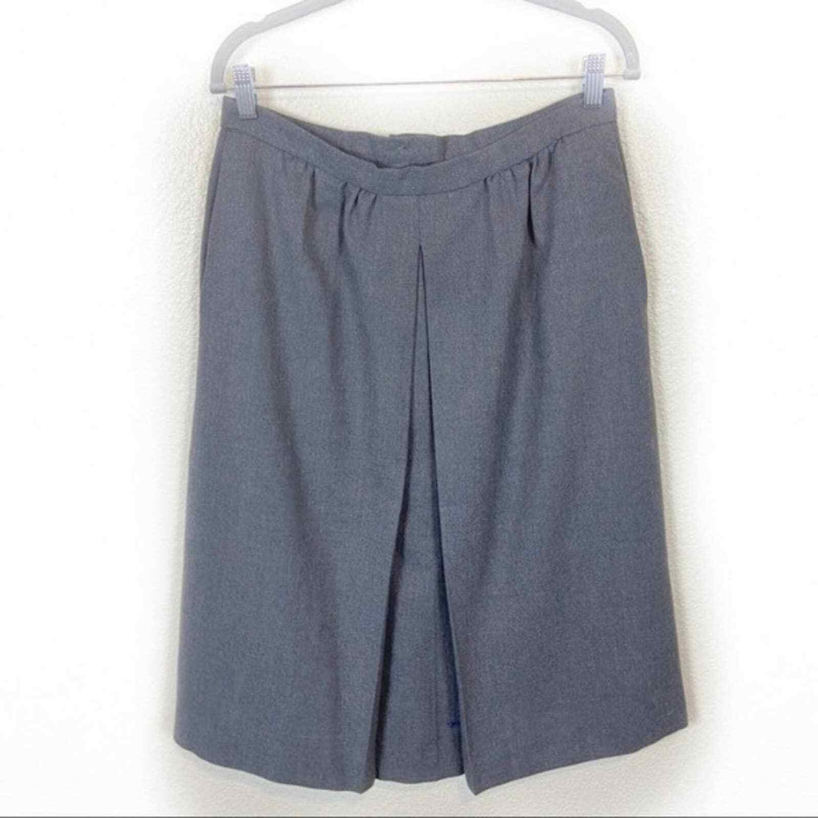 Front Pleat Pencil Skirt Women’s Size M L Gray Lined Wool Librarian Chic Vintage