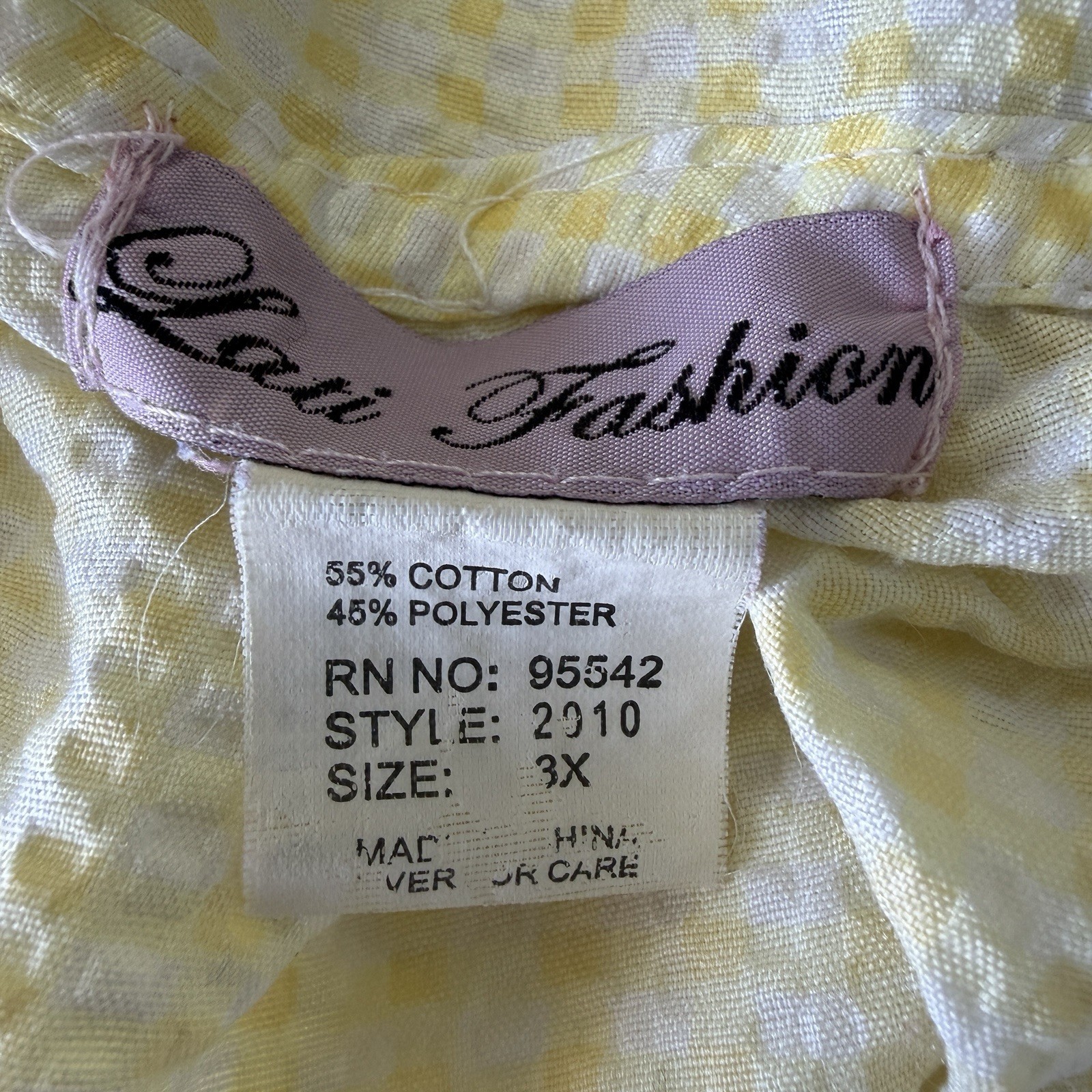Vintage 90s XL Butter Yellow Gingham House Dress Floral Embroidered Cottagecore