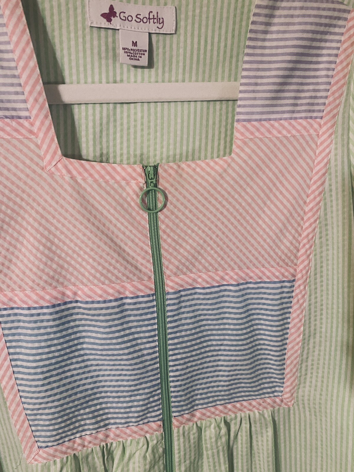Go Softly April Robes Multi-Colored Pastel Patio Nightgown Country MEDIUM EUC