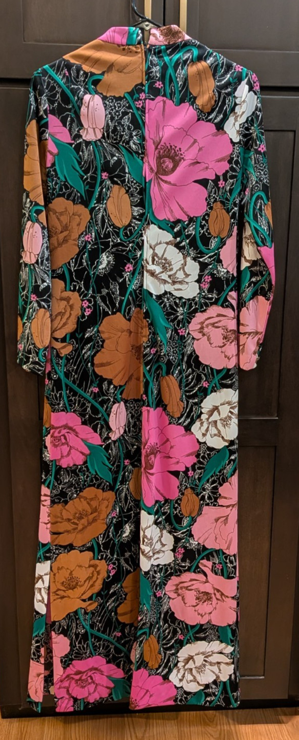Vintage Henry-Lee Maxi Long Floral Dress Stretchy-Polyester – M?