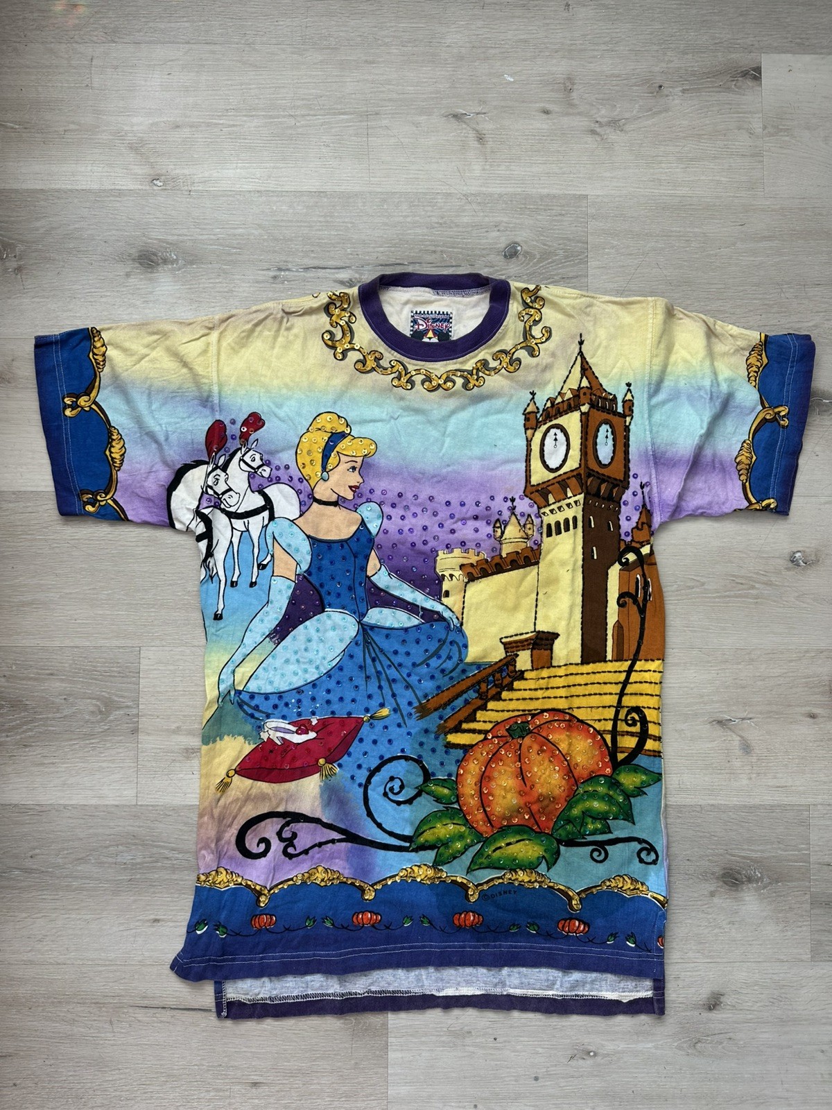 Vintage Disney JouJou Cinderella Sequin All Over Print Shirt Large / XL