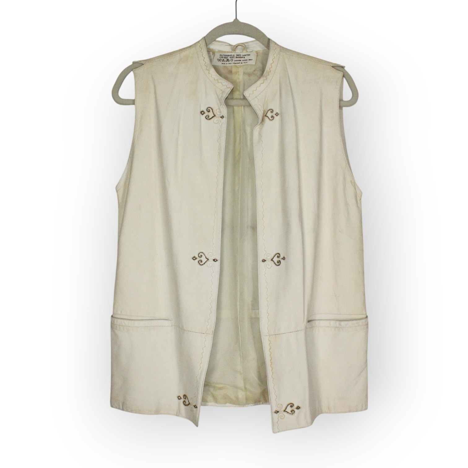 Vintage 1981 Gianni Versace Leather Vest PrimaveraEstate Calfskin Italy 40 Ivory