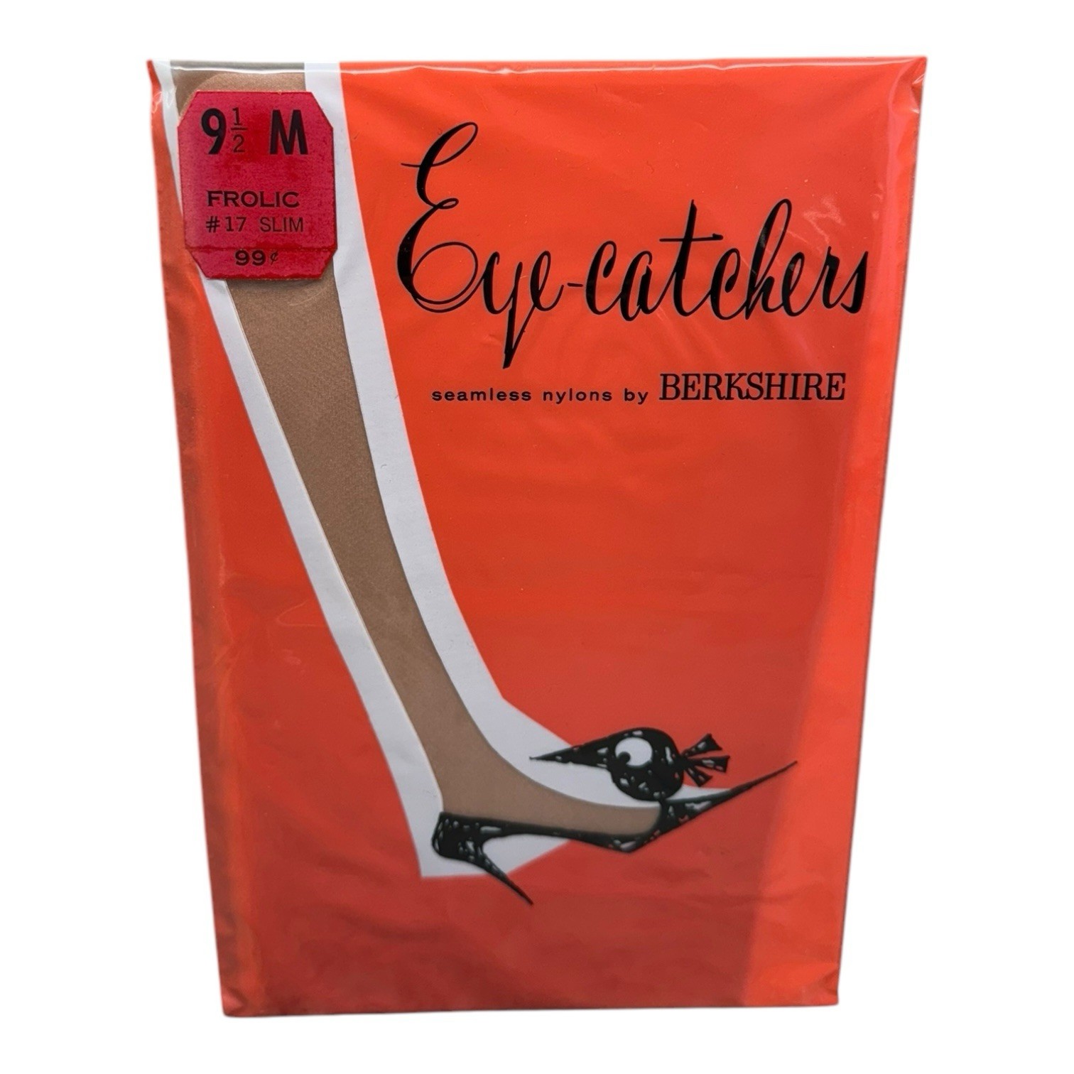 Vintage Berkshire Eye-Catchers 100% Nylon Sockings #17 Slim Size 9 1/2 Frolic