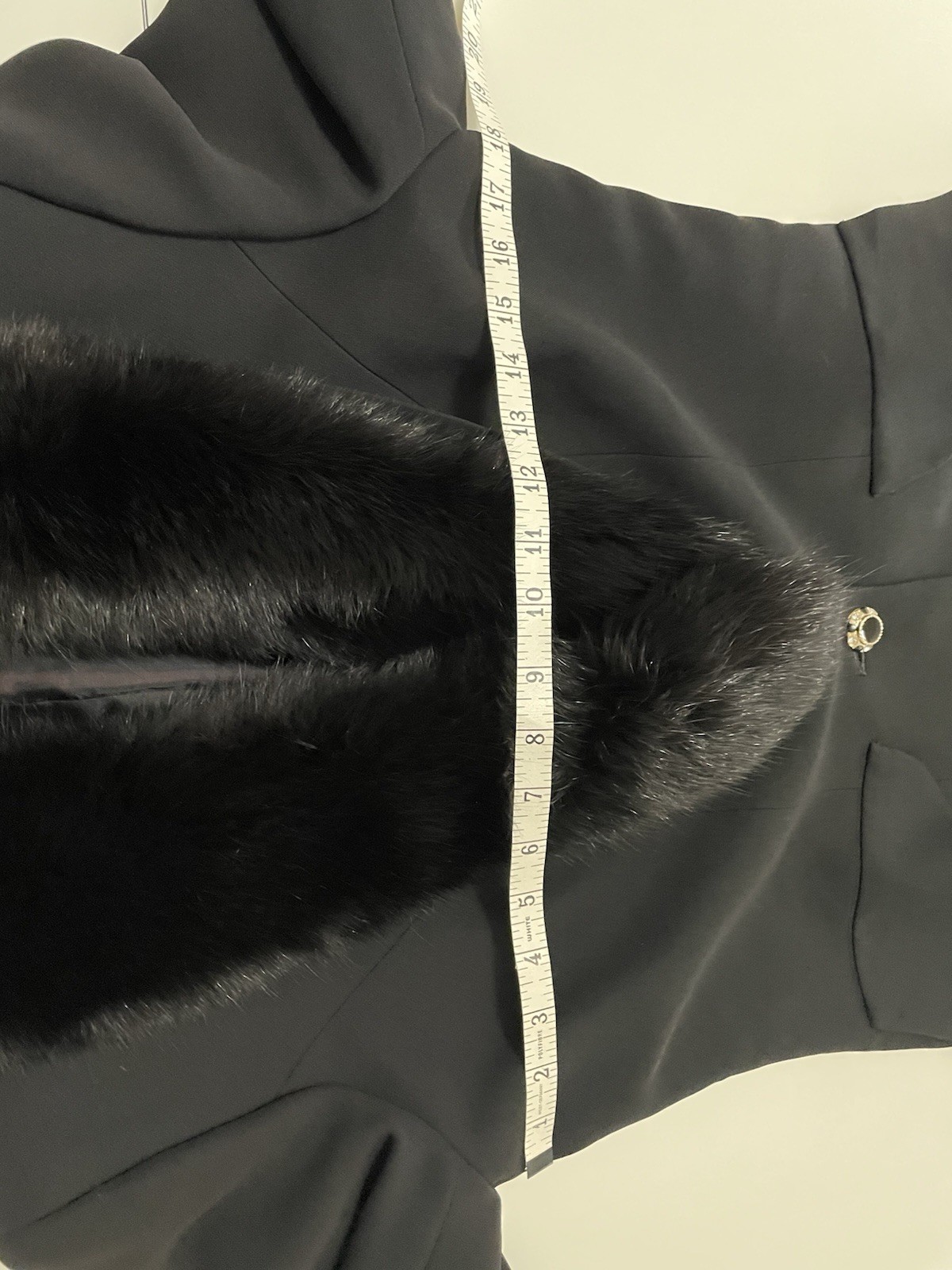 Vintage 90s Alberto Makali Black Fox Fur Collar Power Shoulder Blazer Jacket sm