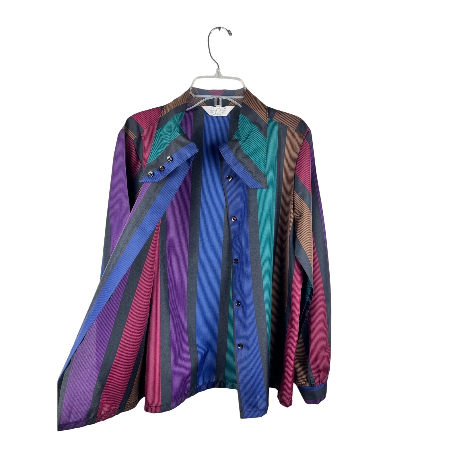 Vintage Cheryl Tiegs Blouse Womens 8 Multicolor Stripe Button Front USA Made