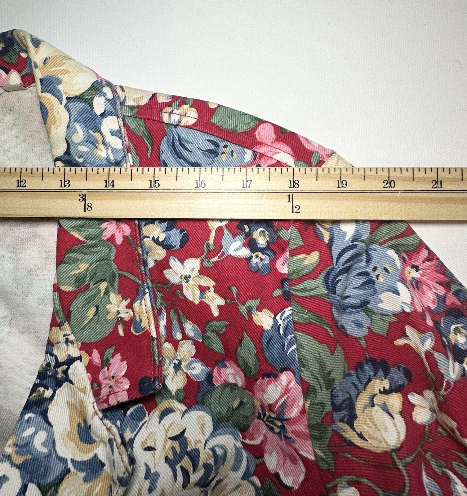 VTG Gotcha Covered Denim Blazer Floral Red Jacket Colorful Cotton Women XL