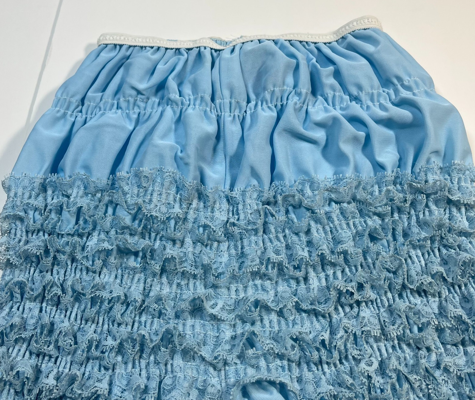 Vintage Sam’s Blue Bloomers Medium Ruffle Rhumba Pettipants Square Dance Shorts