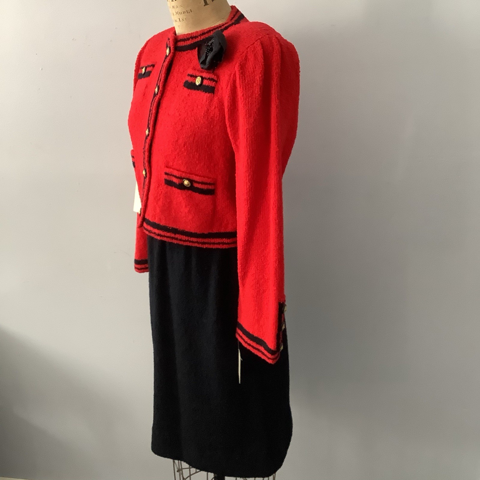 VTG 1980’s Pat Sandler for Wellmore Red BLK. Knit 2pc Dress SZ. 8 MINT Orig. 440
