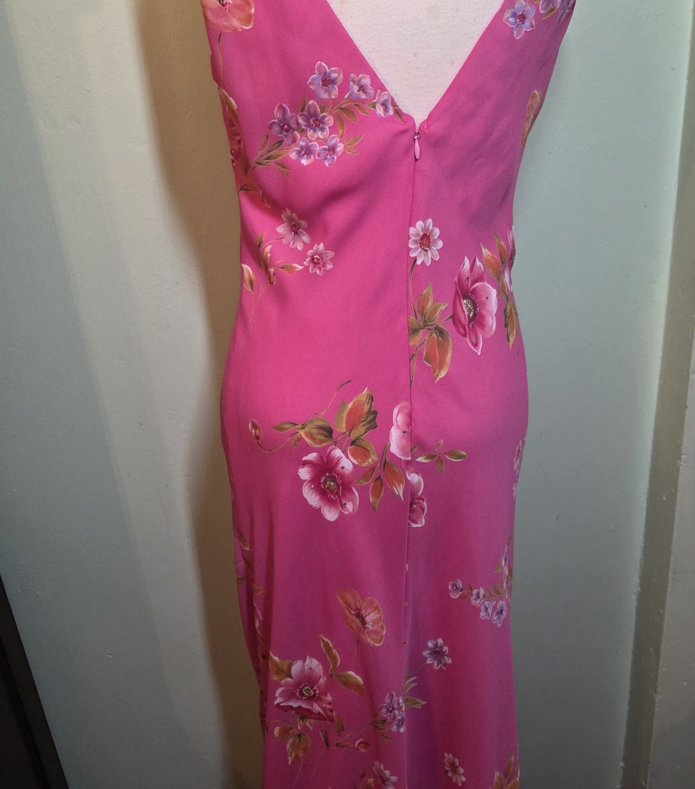 Y2K Niki Livas Slip Dress Sz 12 Cowl Neck Shear Overlay Gown Whimsigoth Fairy